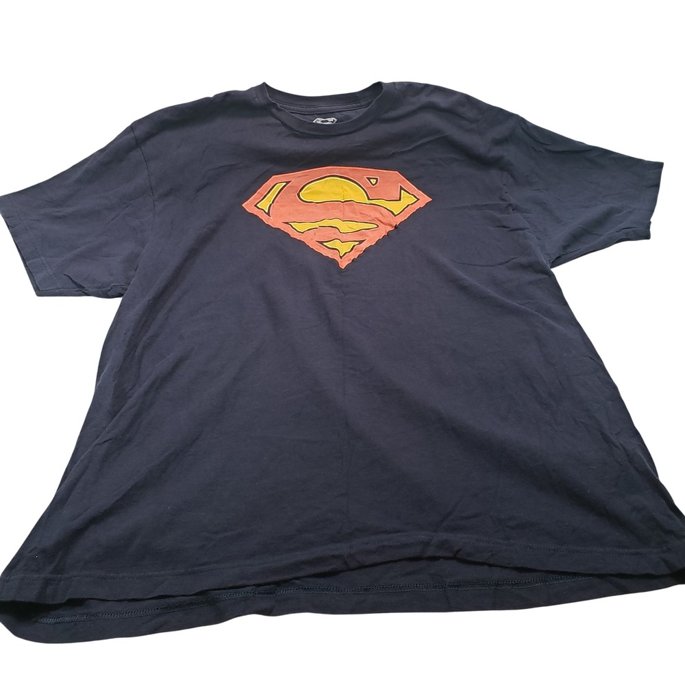 Superman Shield Logo T Shirt Navy Blue 2XL Mens DC Comics Graphic‎ Tee